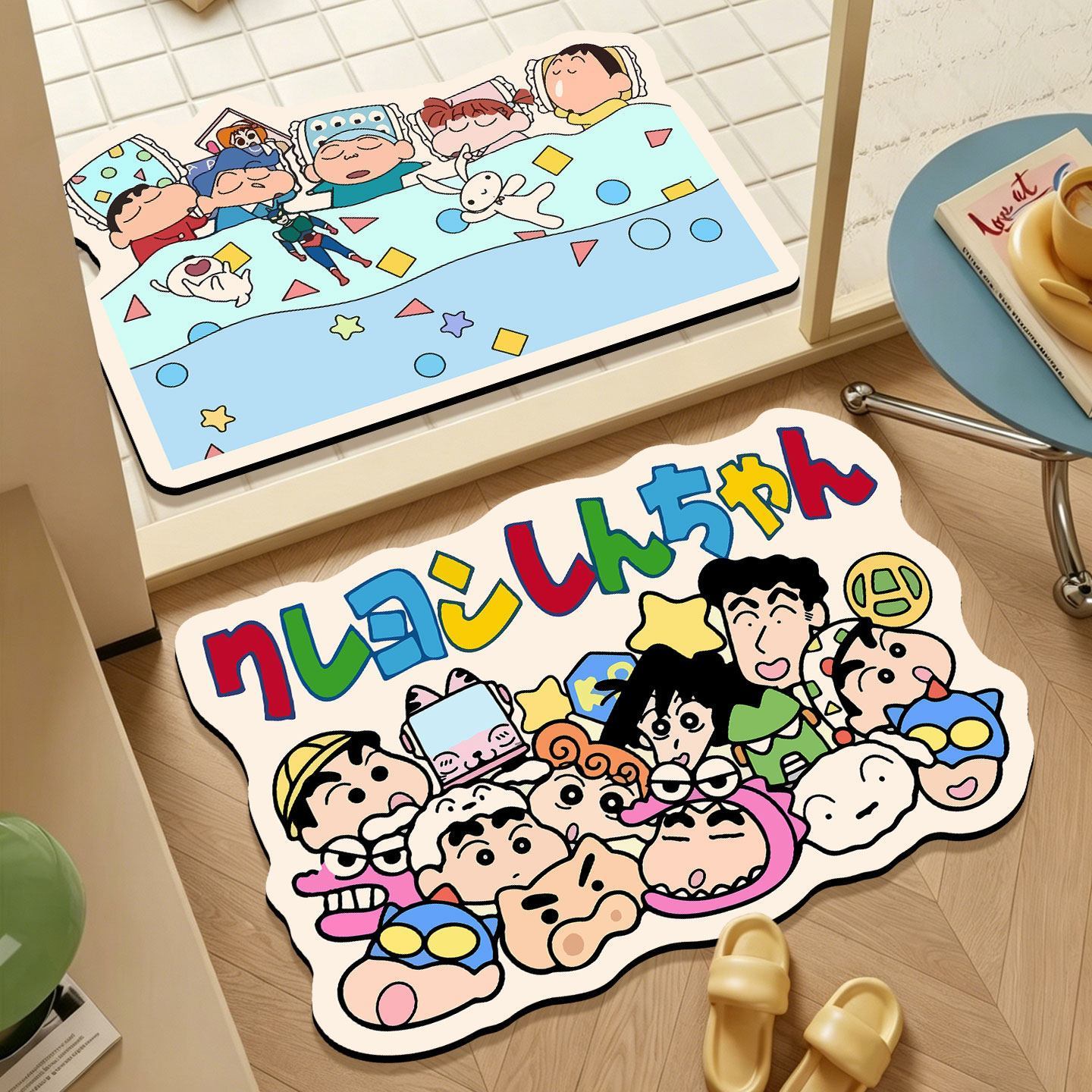 Home Goods Bathroom Mats - クレヨンしんちゃん 不規則形状バスマット、漫画柄吸水性滑り止め速乾性フロアマット、浴室ドアや家の装飾に