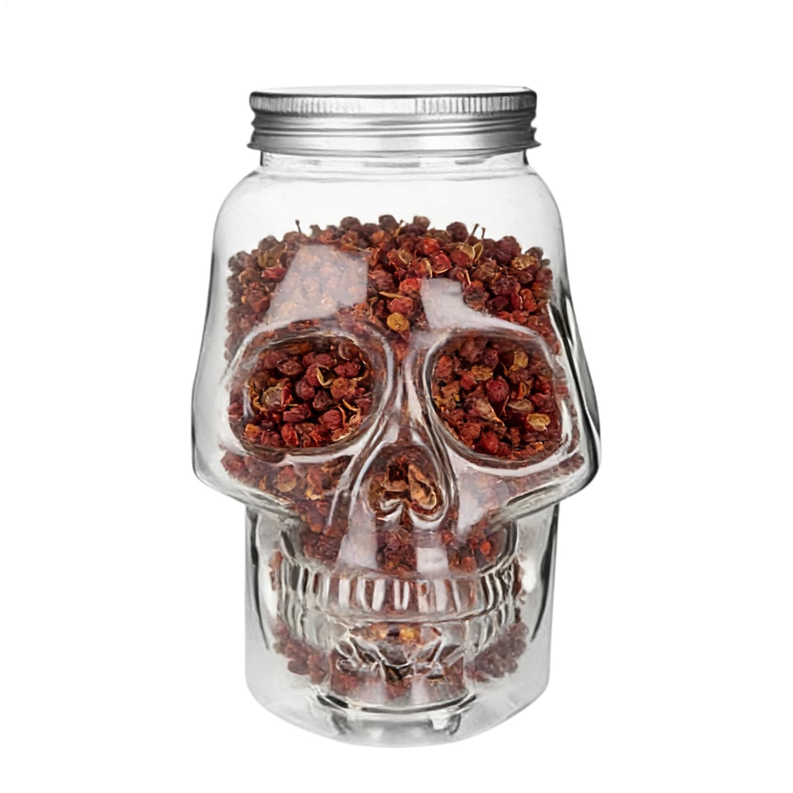 Bath Salts Jar - スカルジャー 500ml/800ml 再利用可能な不気味な装飾蓋付きスカルソルト容器 家庭用バスルームピクニックテーブルトップベーキングダイニング用