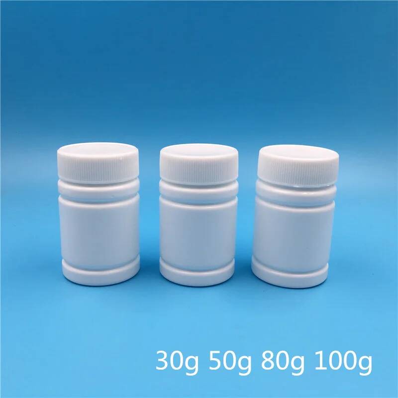 Bath Salts Jar - 50個のHDPE白いプラスチック製空瓶 - 30ml、50ml、80ml、120mlの詰め替え可能な容器、クリーム、パウダー、バスソルト、化粧品用