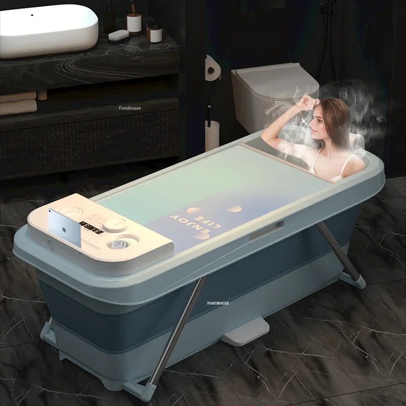 Home Bathroom Spa - 折りたたみ式スパ浴槽 ポータブル浴槽 大人用スチームバスバケツ プラスチック製足付き 大型バケツ 自動加熱式全身浴槽