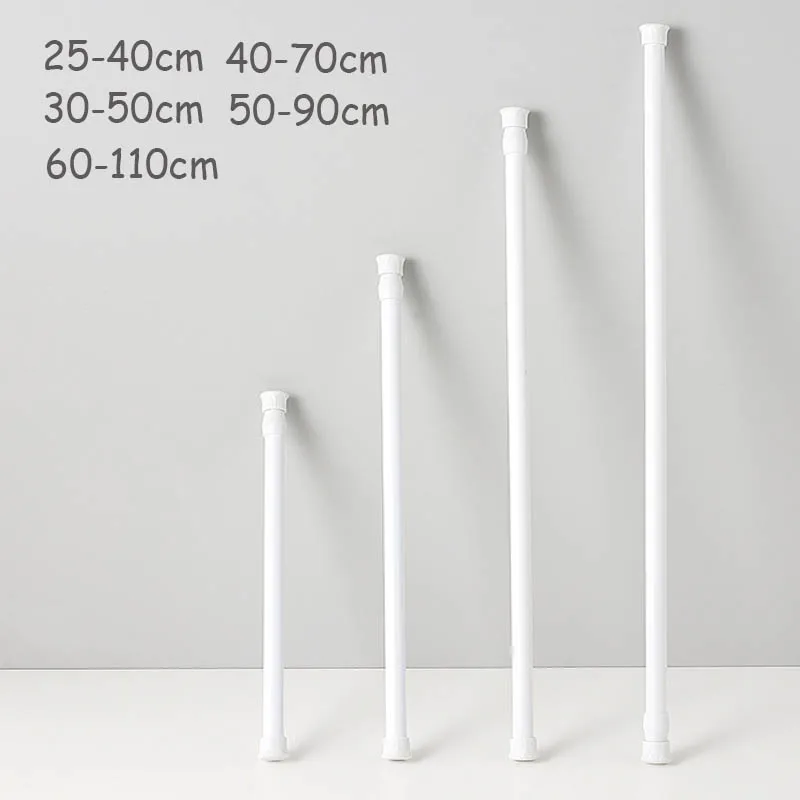 Home Bathroom Hardware - 25-110 センチメートルスプリングロードされた拡張可能なロッド多機能調節可能なカーテン伸縮ポールホームハンギングロッド浴室付属品