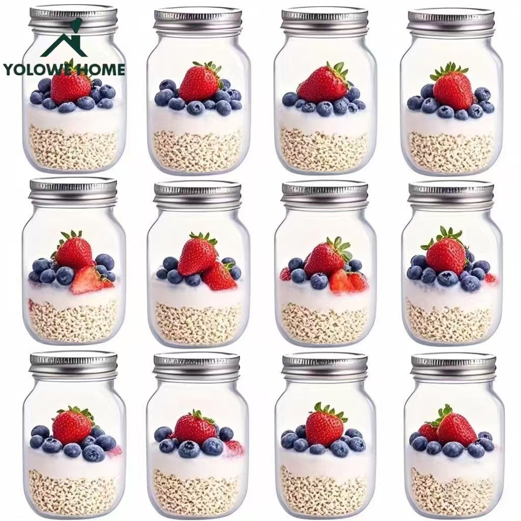 Bath Salts Jar - 6個入り、12個入り、500ml/16オンス、ガラス製メイソンジャー、ガラス製保存瓶、キッチン収納容器、ガラス製密封瓶、ピクルス瓶、通常の密封蓋、ジャム、サラダドレッシング、蜂蜜、シャワー/ウェディングギフトに最適