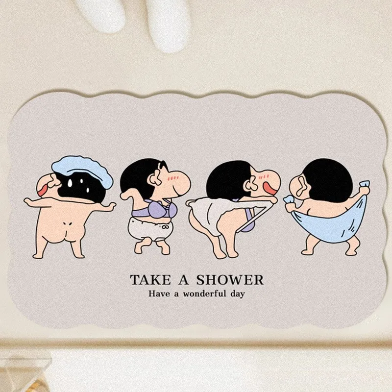 Home Goods Bathroom Mats - 滑り止め吸収フロアマット,珪藻土,速乾性,クレヨン,すねちゃん,漫画,かわいい,家庭,バスルーム,キッチン,トイレ