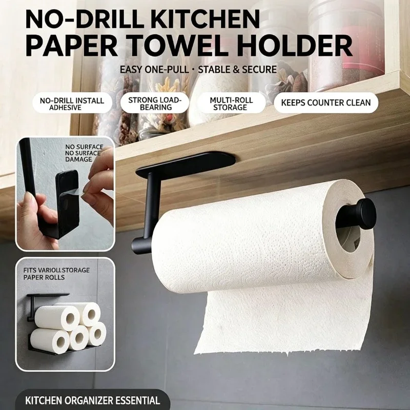 Towel Bar Stainless - ペーパーロールホルダー、タオルラック、吊り下げ棚、バスルーム収納、トイレラック、家庭用キッチンティッシュアクセサリー、壁掛けスタンドハンガー、キッチン