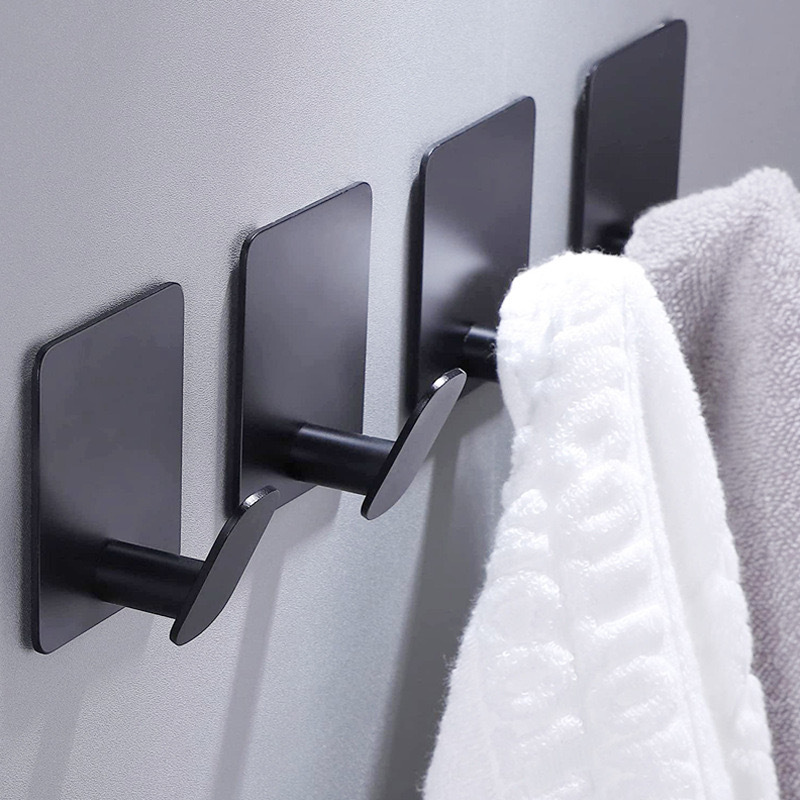 Towel Bar Stainless - 4/1 個ステンレス鋼バスルームローブフック粘着壁フックタオルホルダー浴室キッチンハードウェア多目的ハンガーフック