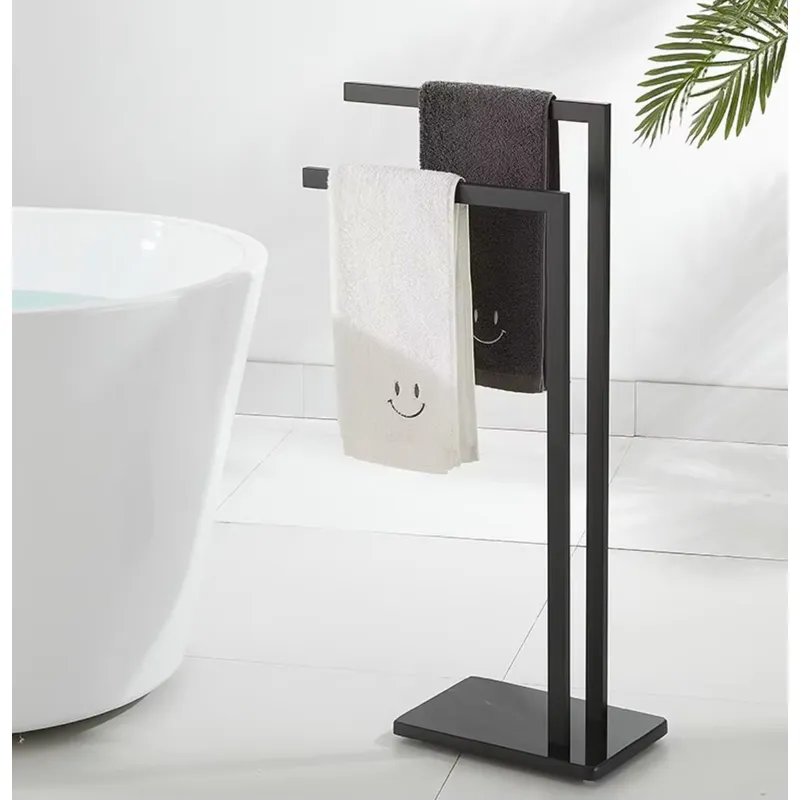 Towel Bar Stainless - モダンな高さのある床から天井までのステンレス製トイレタオル掛け、バスルーム収納用の2本のバー付き