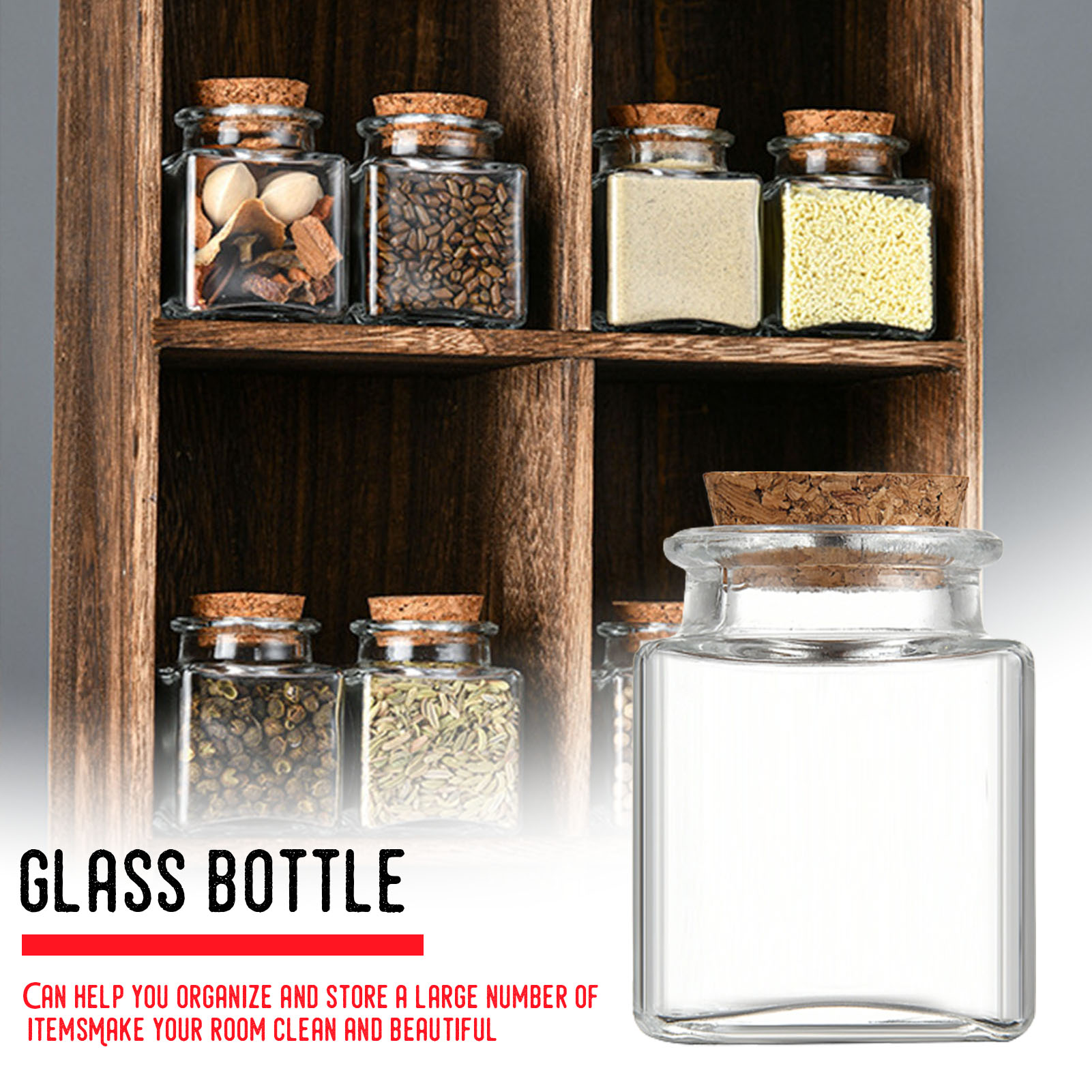 Bath Salts Jar - コルク付きの透明なガラス瓶,スパイスメッセージバイアル,空のウィッシュボトル,パーティーデコレーション用の空の小さな瓶,50ml, 5個,10個