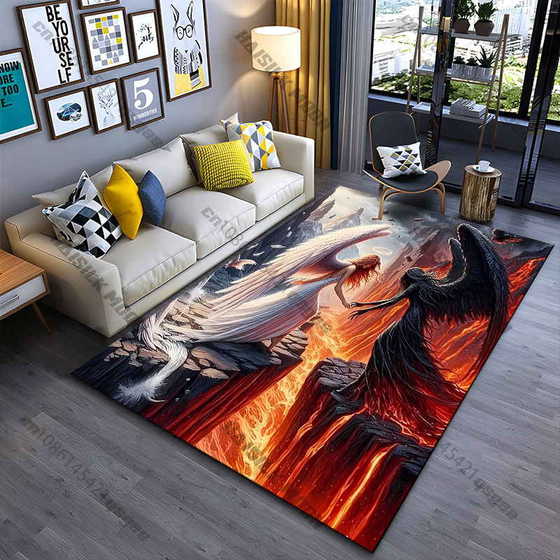 Home Goods Bathroom Mats - 善と悪の二元性カーペットヨガリビングルームの装飾子供用クロールマットドアマットエリアラグゲームマット
