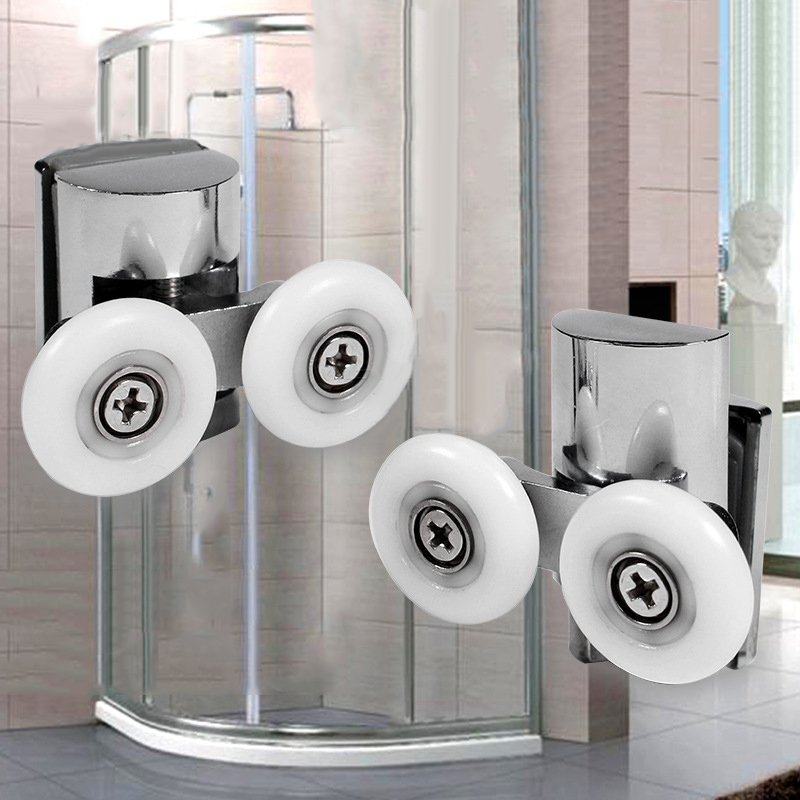 Home Bathroom Hardware - ランナーホイールシャワードアハードウェアホームシルバースライドローラースペア用品トップアッパー/低23ミリメートル浴室底
