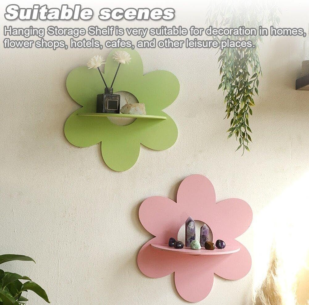 Home Bathroom Shelf - 花の形の壁掛け収納ホルダー木製ウォールアート壁飾りフローティングプラントシェルフ浴室ホームルーム装飾ギフト寝室用