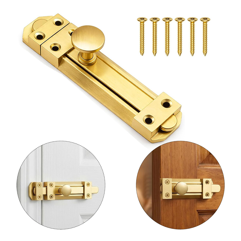Home Bathroom Hardware - 5 インチソリッドブラス引き戸ロックデューティーセキュリティゲートボルトラッチ家庭用バスルームキャビネット食器棚ハードウェア