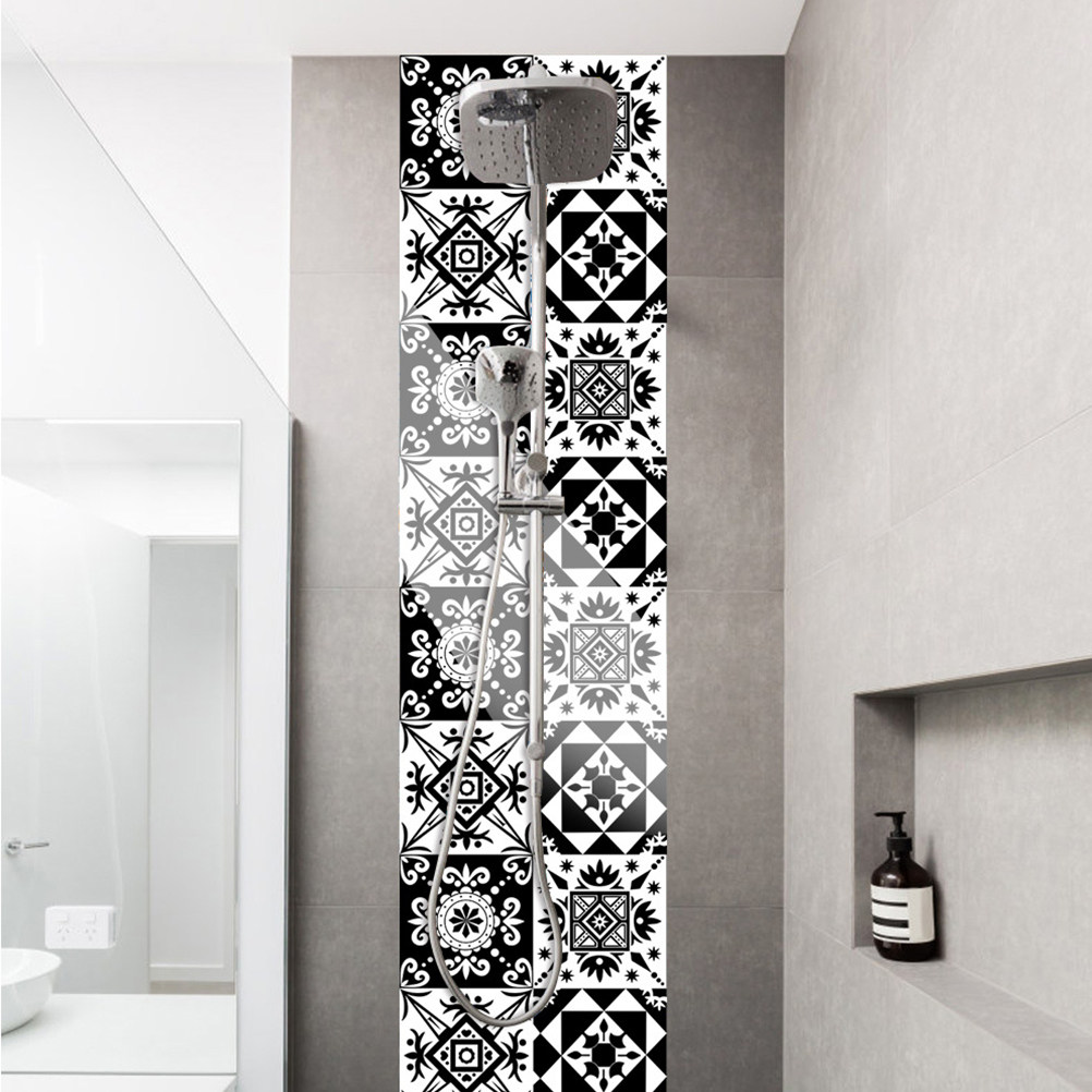 Home Bathroom Tiles - 10 個の家の装飾ウォールステッカータイル自己粘着装飾デカール DIY ピールアンドステッカー用 バスルーム キッチン用