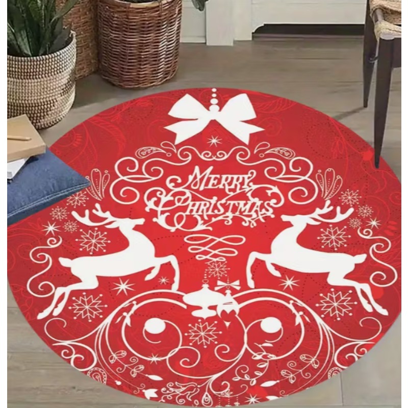 Home Goods Bathroom Mats - クリスマスをテーマにしたカーペット サンタクロースと雪の結晶 円形の柔らかいリビングルームフロアマット 良いリビングルーム 研究室 ゲームルーム