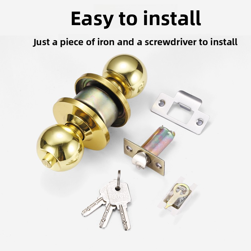 Home Bathroom Hardware - 家庭用ドア用ユニバーサルステンレス鋼球形ロック - 寝室と浴室用厚い丸型ボールロックセット耐久性のあるセキュリティハードウェア