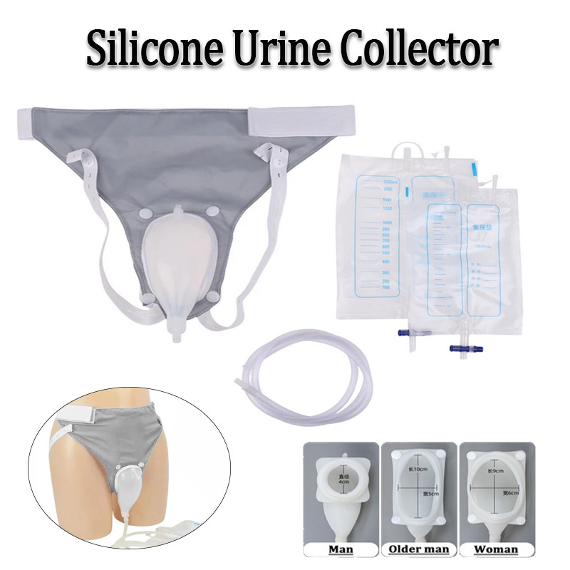 Home Bathroom Urinal - シリコン製尿コレクター 大人用 尿道カテーテルバッグ付き 再利用可能な尿コレクターパンツ