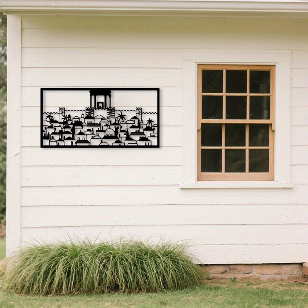 Home & Bathroom Building Products Pte Ltd Photos - CIFBUY 金属製ウォールアート エルサレム壁画像 ユダヤ文化装飾 錆びにくい鉄工芸品 ホームハンギングオーナメント