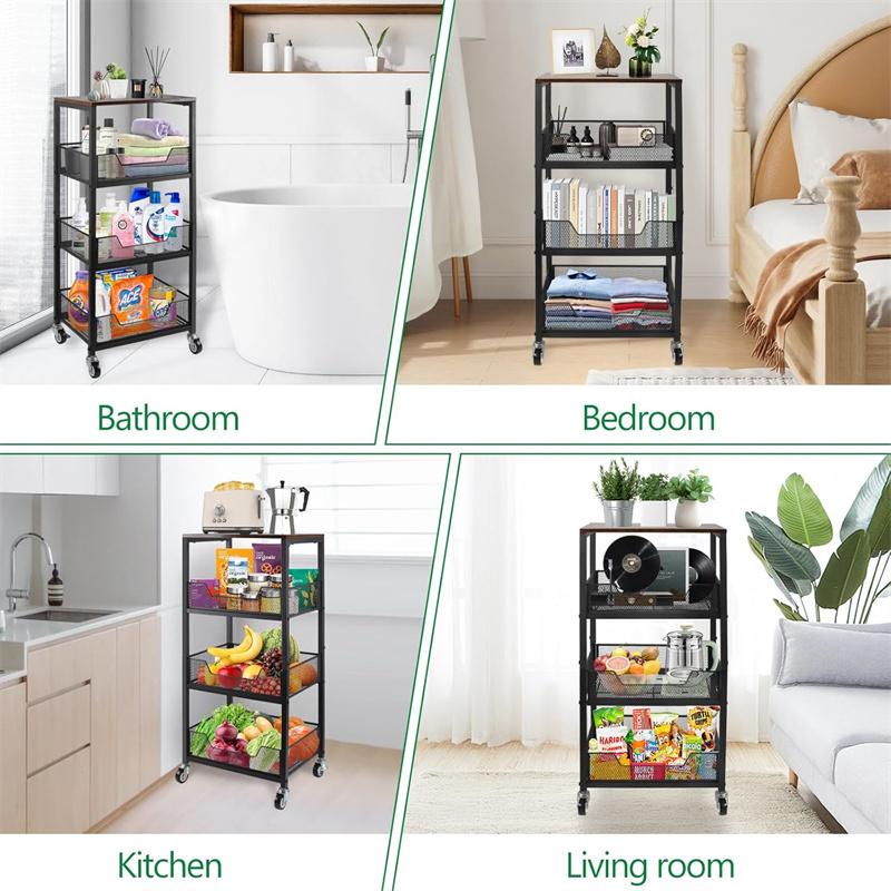 3段式ローリングユーティリティカート収納オーガナイザーラック - Home Bathroom Shelf のレビューと価格