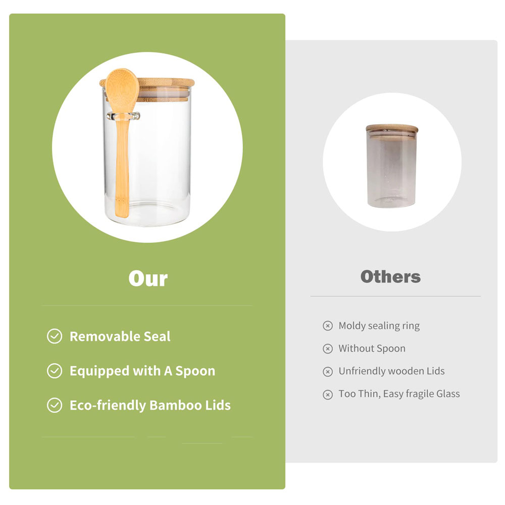 気密性のある食品保存用プラスチック容器、木製スプーンと蓋付き - Bath Salts Jar のレビューと価格