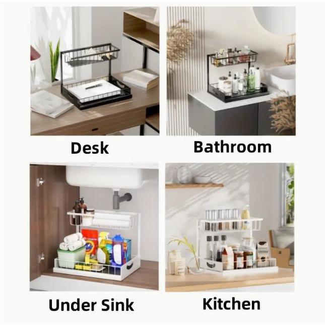 頑丈なプルアウト式キャビネットオーガナイザー、シンク下収納ラ - Home Bathroom Shelf のレビューと価格