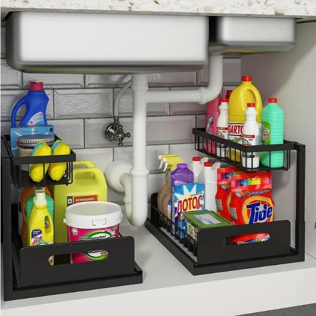 頑丈なプルアウト式キャビネットオーガナイザー、シンク下収納ラ - Home Bathroom Shelf のレビューと価格