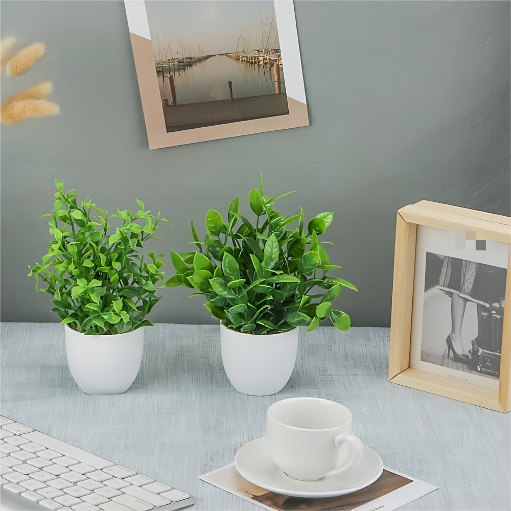 4個入りミニ人工鉢植え、フェイク盆栽、家庭、オフィス、農家、 - Home Bathroom Shelf のレビューと価格