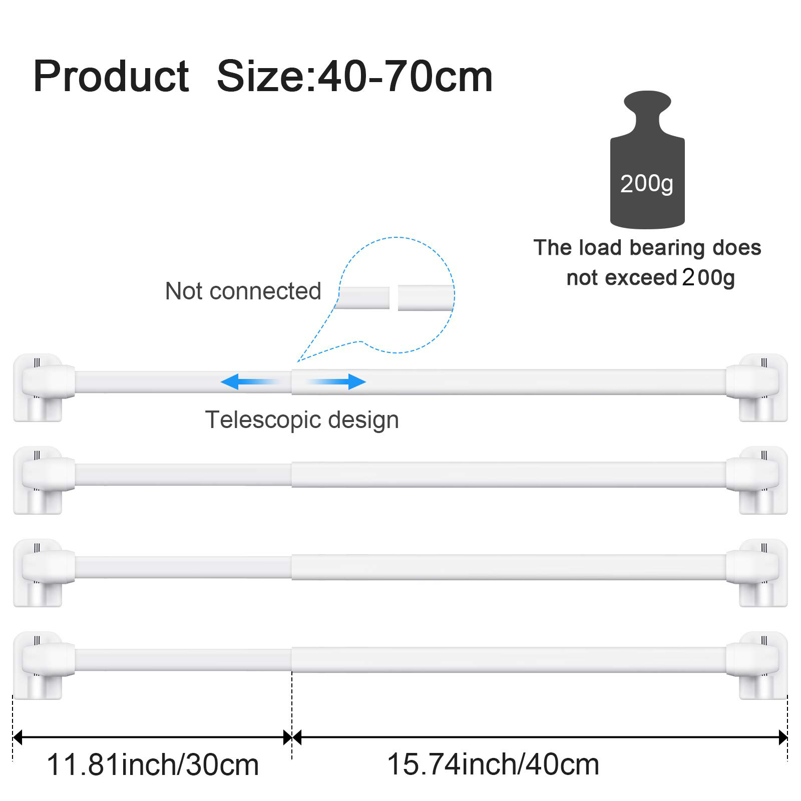 4個セット 調節可能なカーテンロッド 浴室バー シャワー用  - Home Bathroom Hardware のレビューと価格