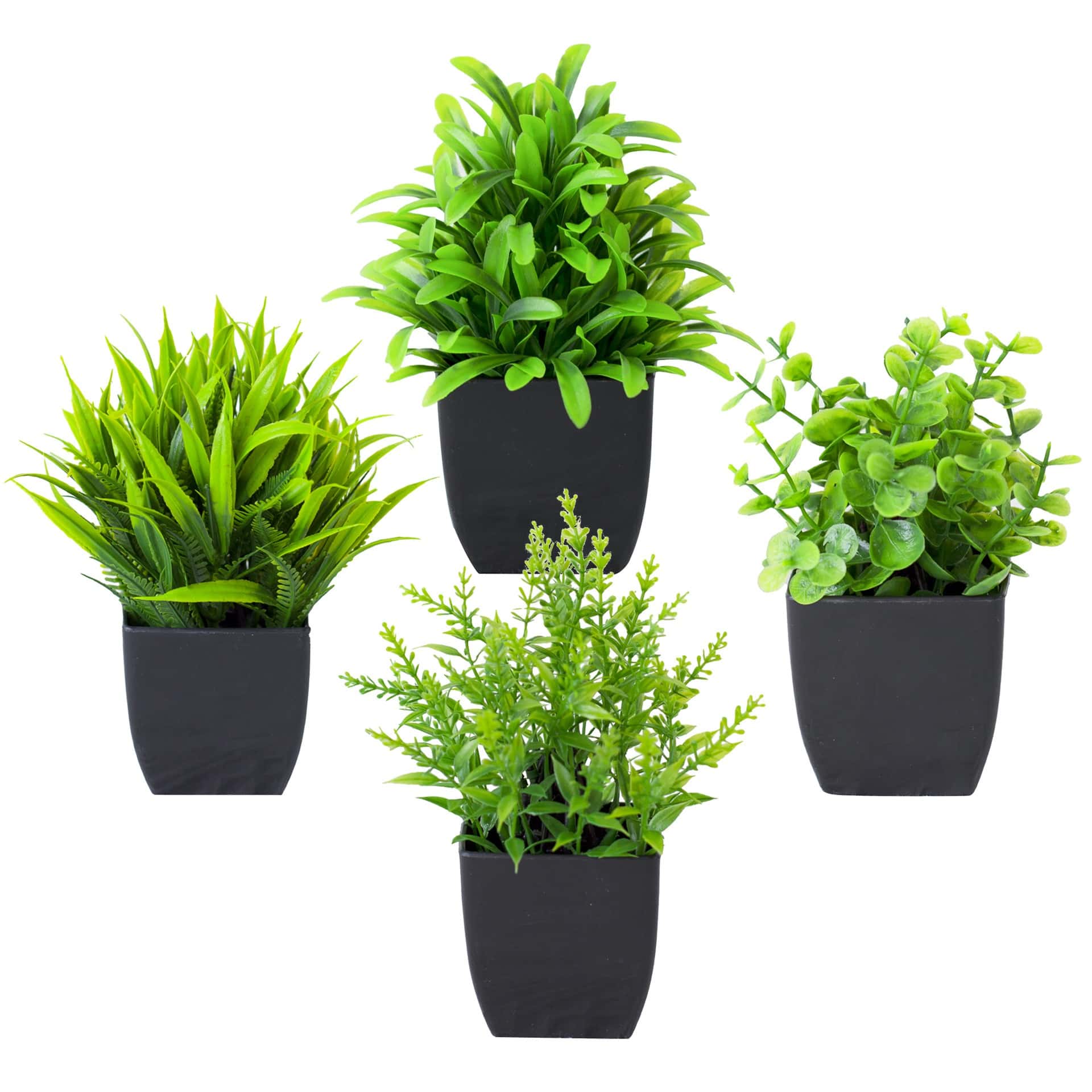 1個のリアルなミニユーカリ鉢植え、黒い鉢付き、人工観葉植物、 - Home Bathroom Shelf のレビューと価格