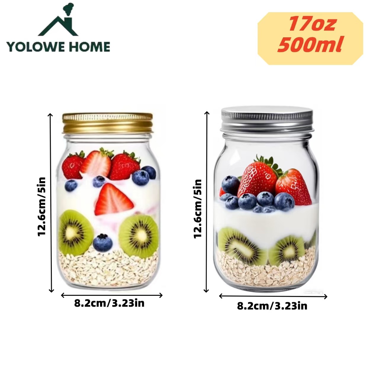 6個入り、12個入り、500ml/16オンス、ガラス製メイソ - Bath Salts Jar のレビューと価格