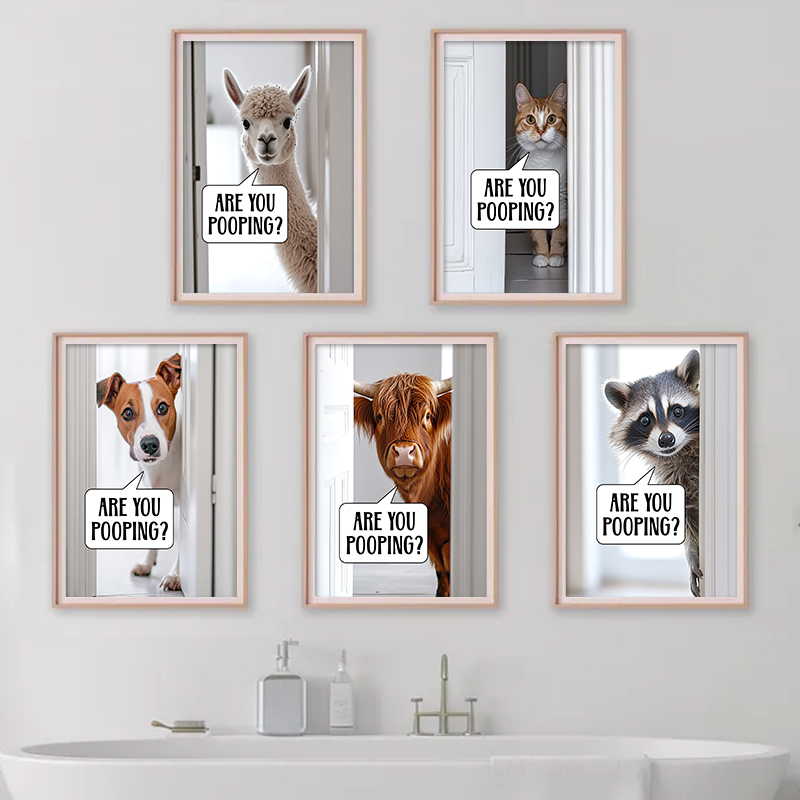 かわいい動く「うんちしてるの？」アートクリエイティブポスター - Home Bathroom Trends のレビューと価格