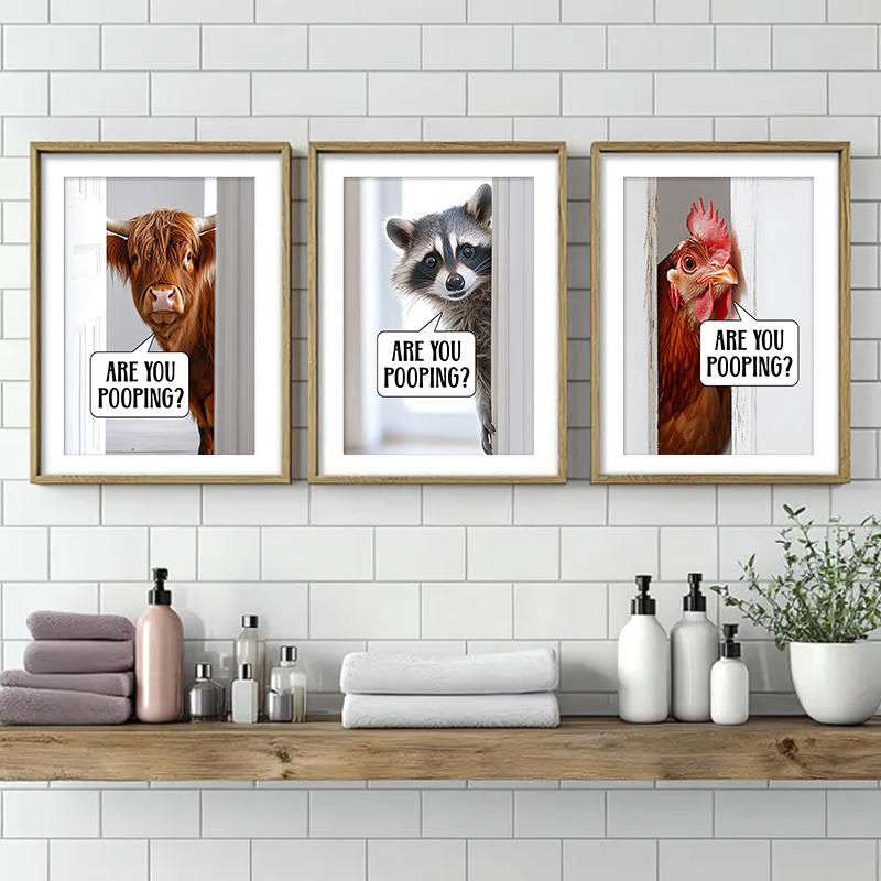 かわいい動く「うんちしてるの？」アートクリエイティブポスター - Home Bathroom Trends のレビューと価格