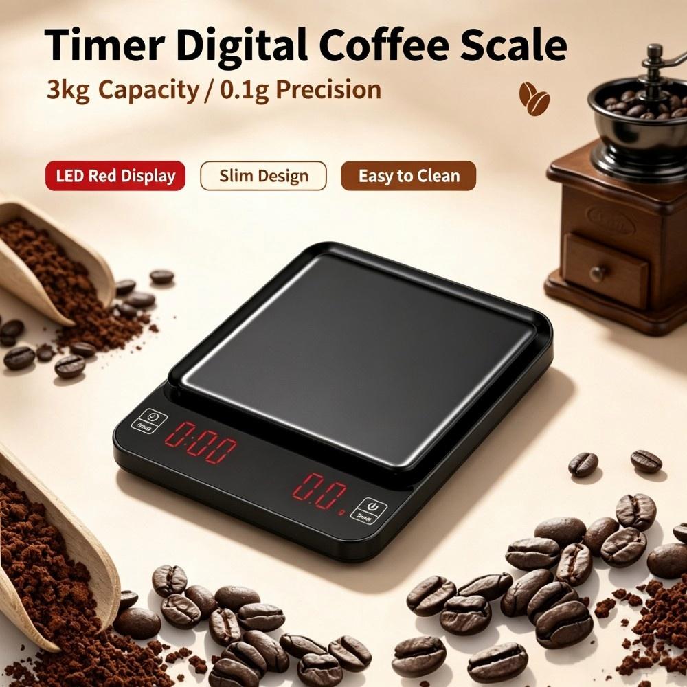 3kg/0.1g高精度デジタルコーヒースケール、LEDポータ - Home Kitchen & Bathroom のレビューと価格