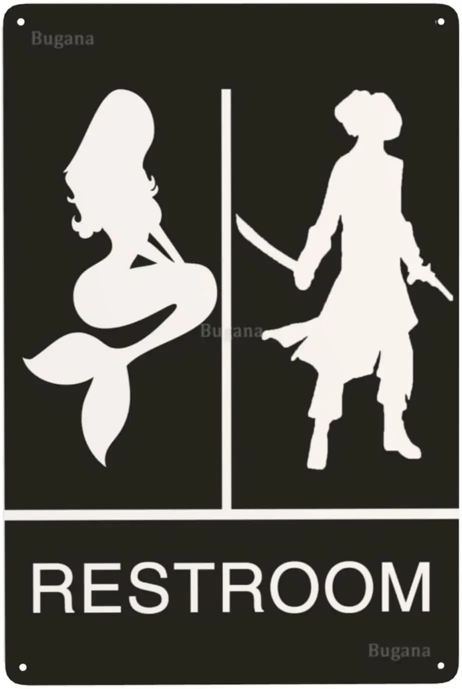 マーメイドパイレーツトイレヴィンテージメタルサイン、レトロで - Home Bathroom Sign のレビューと価格
