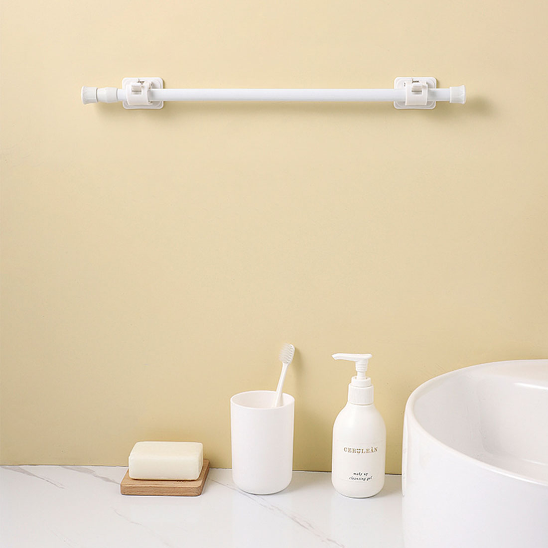 多目的スプリング式伸縮ロッド,カーテン,家庭用ワードローブ, - Home Bathroom Hardware のレビューと価格