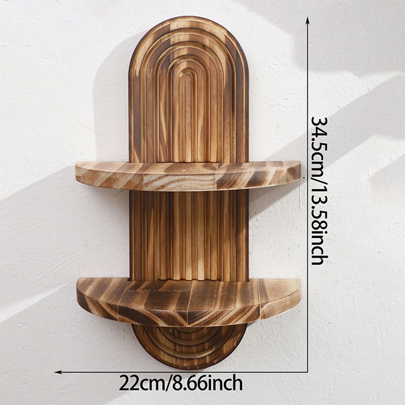 幾何学模様の壁掛け棚素朴な木製寝室キッチンバスルームファーム - Home Bathroom Shelf のレビューと価格