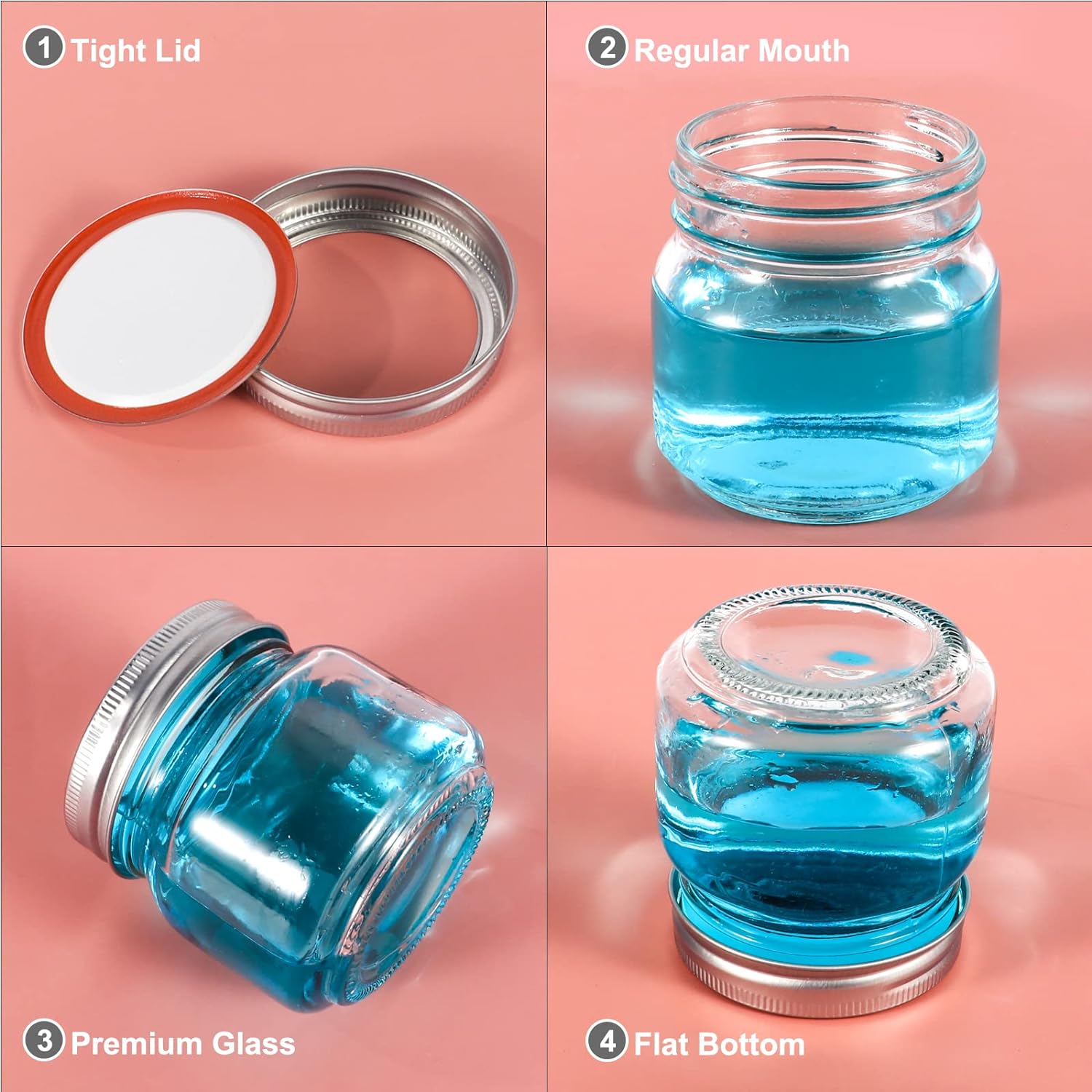 ふたとシールバンド付きの瓶、不規則な口のガラス瓶、ピカリング - Bath Salts Jar のレビューと価格