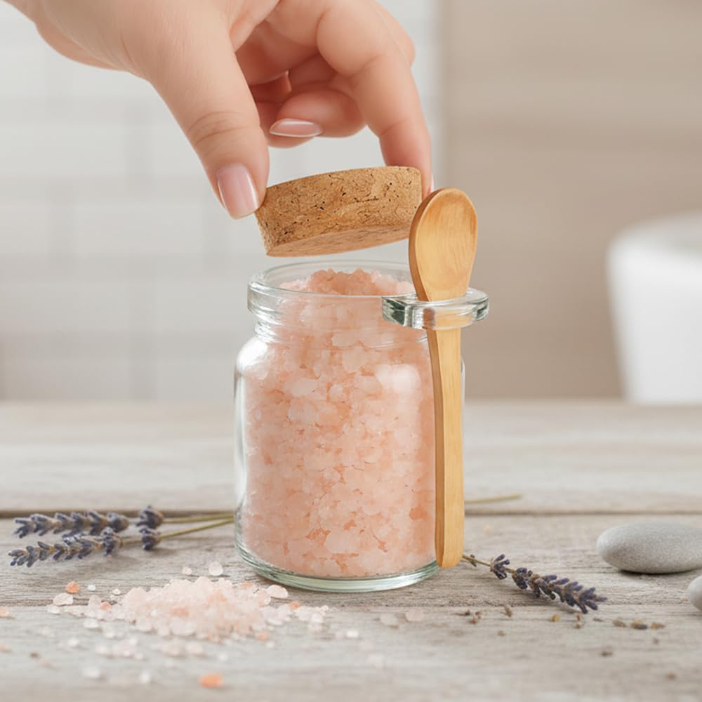 シュガースクラブ容器、バスソルトジャー、竹製スプーン付きスパ - Bath Salts Jar のレビューと価格