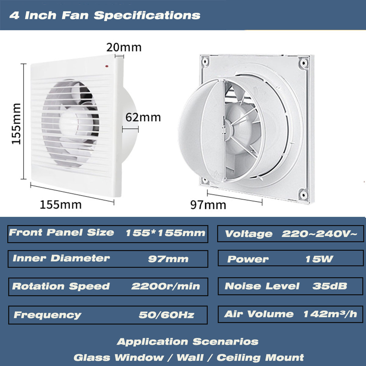 4インチ静音窓取り付け排気ファン（逆風ダンパー付き）、浴室ト - Home Bathroom Ventilation のレビューと価格