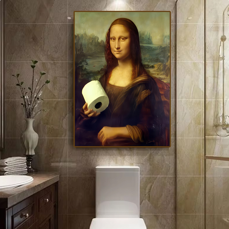 1ピース 面白い抽象的なバスルームトイレの家の装飾、額縁なし - Home Bathroom Wall Art のレビューと価格