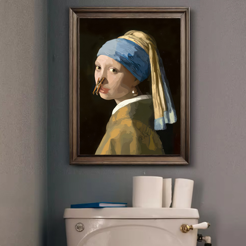 1ピース 面白い抽象的なバスルームトイレの家の装飾、額縁なし - Home Bathroom Wall Art のレビューと価格