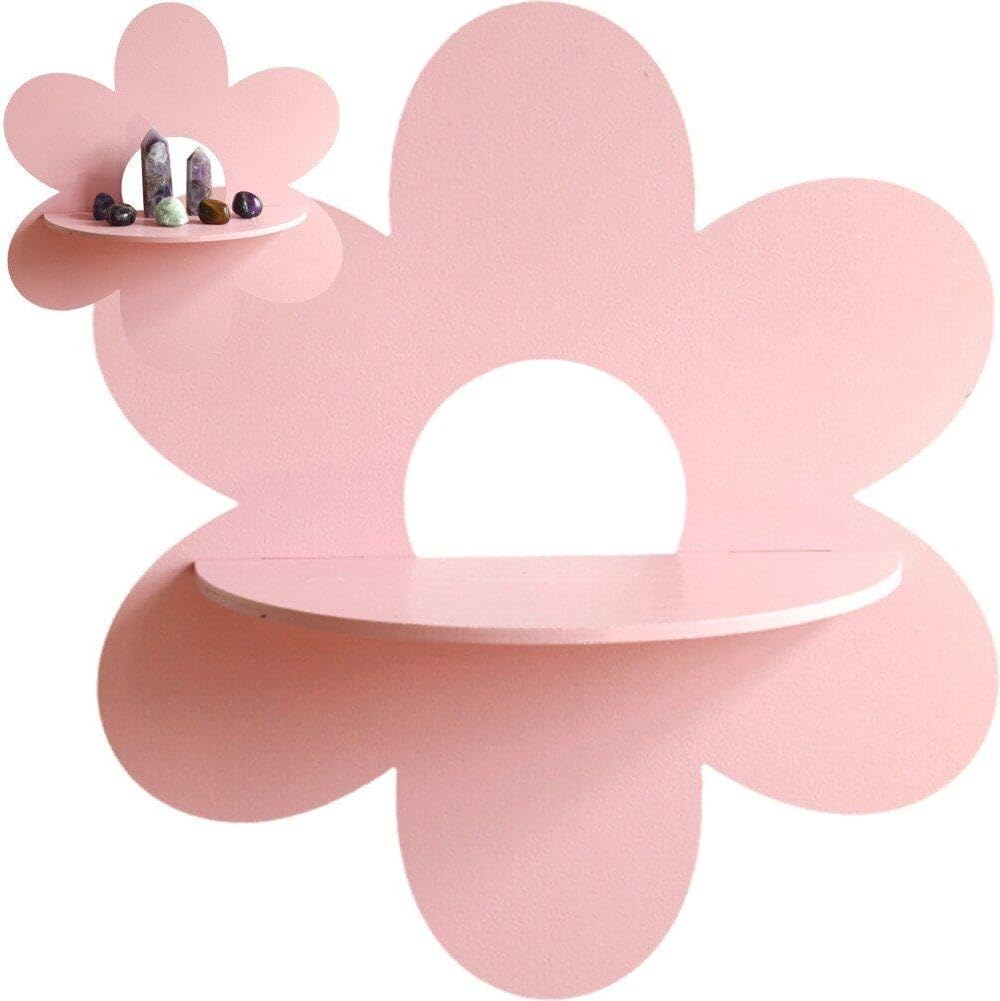 花の形の壁掛け収納ホルダー木製ウォールアート壁飾りフローティ - Home Bathroom Shelf のレビューと価格
