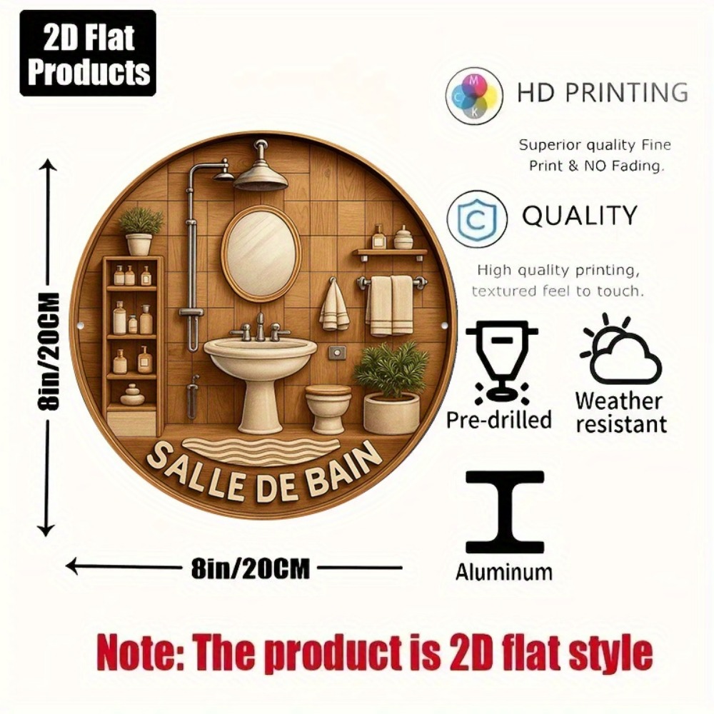 CIFBUY レトロフレンチバスルームラウンド 8x8インチ - Home Bathroom Wall Art のレビューと価格