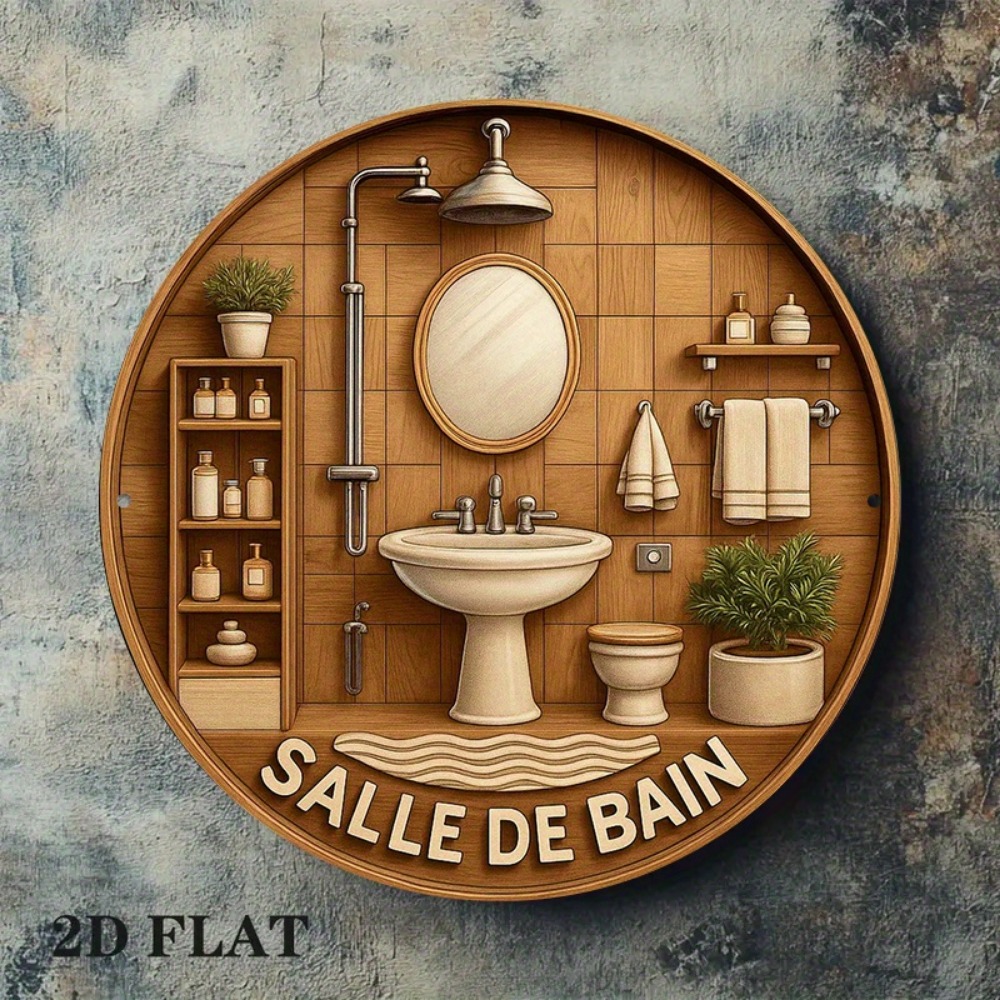 CIFBUY レトロフレンチバスルームラウンド 8x8インチ - Home Bathroom Wall Art のレビューと価格
