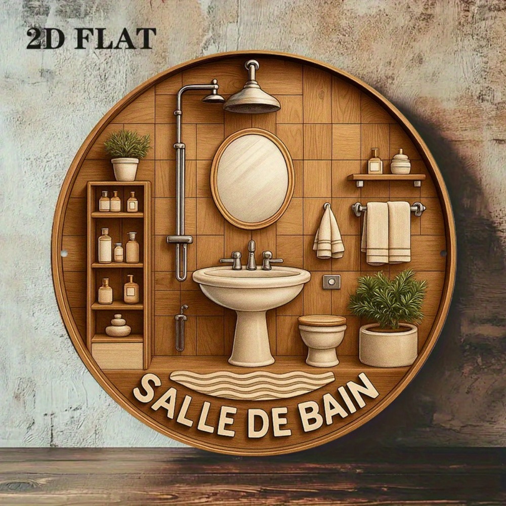 CIFBUY レトロフレンチバスルームラウンド 8x8インチ - Home Bathroom Wall Art のレビューと価格