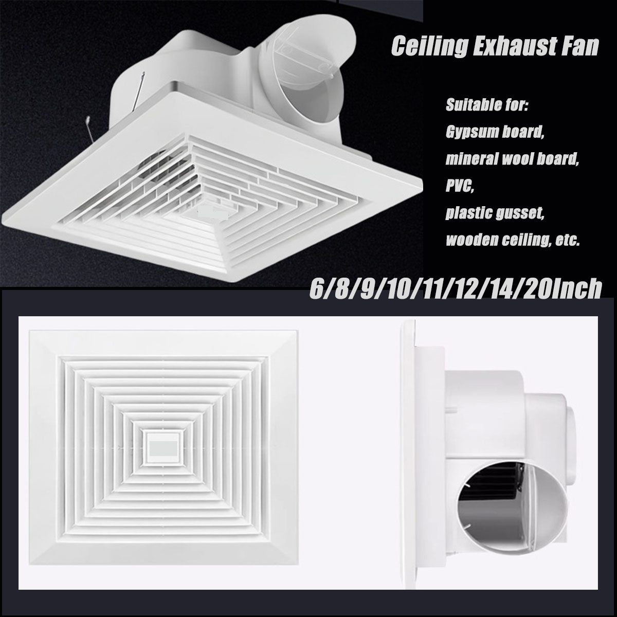 6～20インチダクト式排気ファン、石膏ボード・一体型天井用天 - Home Bathroom Ventilation のレビューと価格