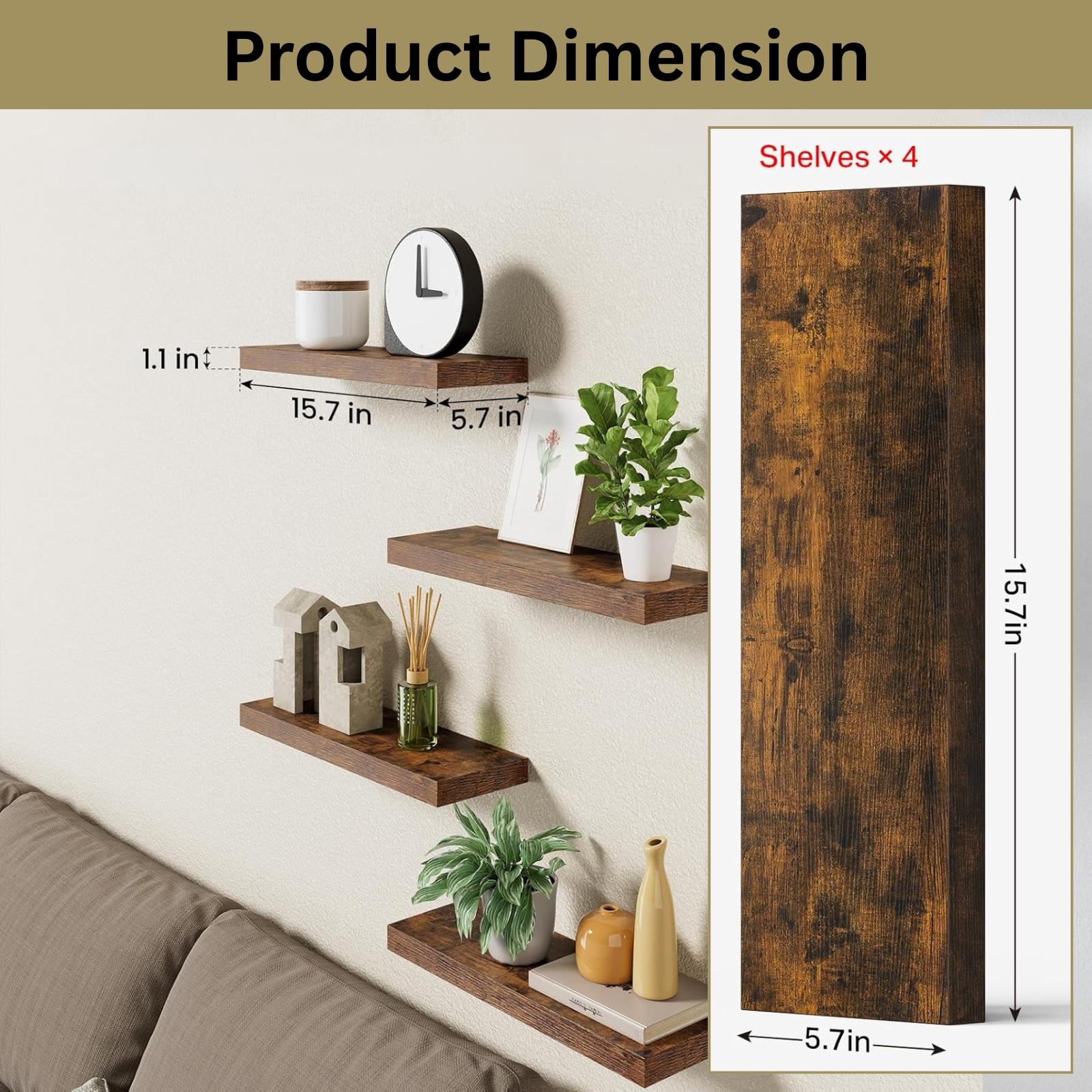 4個セットのフローティングシェルフ 壁掛け収納ラック 素朴な - Home Bathroom Shelf のレビューと価格