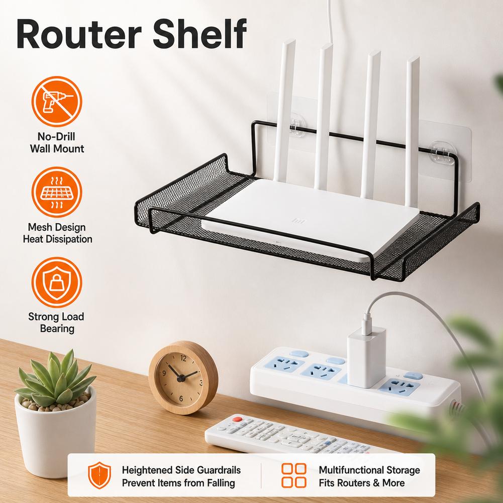 ステンレス製壁掛けルーターシェルフ 穴あけ不要 WiFi収納 - Home Bathroom Shelf のレビューと価格