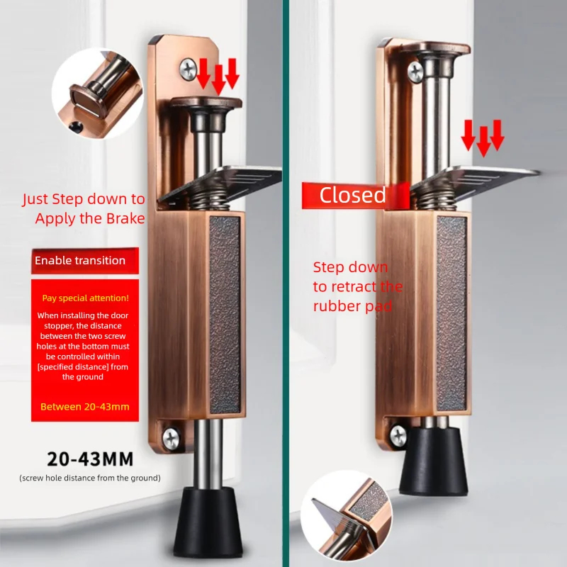 頑丈な伸縮式キックダウン式ドアストップ、金属製フットブレーキ - Home Bathroom Hardware のレビューと価格