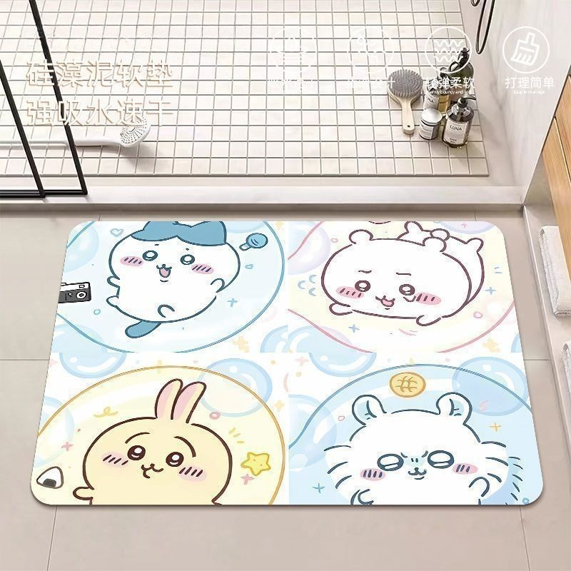 アニメちいかわハチワレうさぎ珪藻泥バスルームフロアマット滑り - Home Goods Bathroom Mats のレビューと価格